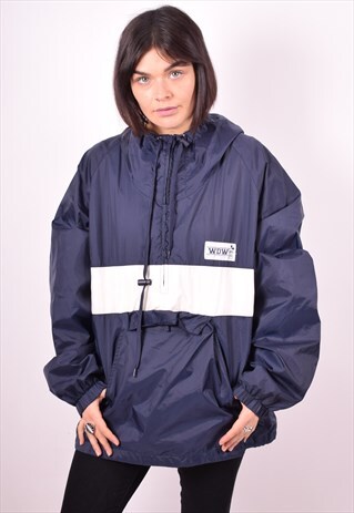 DISNEY WOMENS VINTAGE PULLOVER JACKET MEDIUM BLUE 90'S