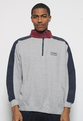 VINTAGE RALPH LAUREN CHAPS 1/4 ZIP SWEATSHIRT GREY