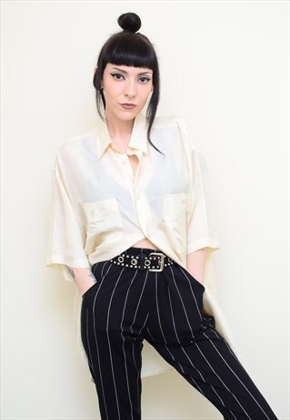 VINTAGE 90'S GENUINE SILK CREAM OVERSIZED SHIRT