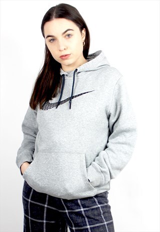 90'S RETRO GREY SPELL-OUT HOODED SWEATSHIRT