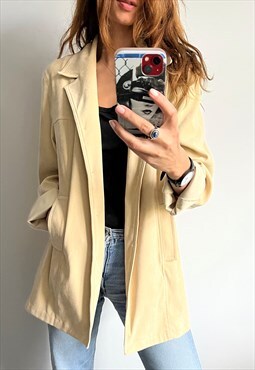 Beige Minimal Casual Buttoned Summer Jacket L