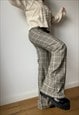 VINTAGE LOW WAISTED CHECKERED GREY TROUSERS