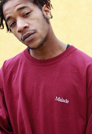 MALADE NATION LONG SLEEVE T-SHIRT BASIC BURGUNDY
