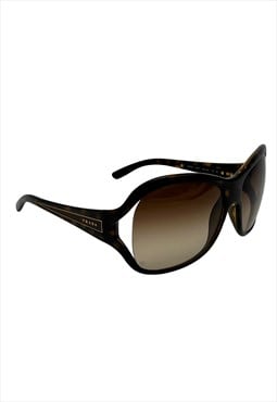 Prada Sunglasses Oversized Square Brown Tinted Logo Vintage