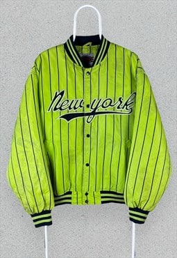 Vintage New York Yankees Varsity Jacket Neon Green  Large