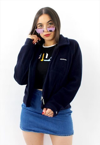 90'S RETRO NAVY FLEECE JACKET