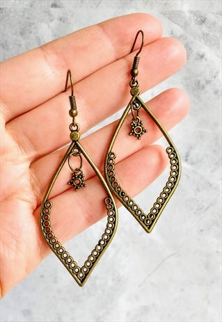 TEARDROP STATEMENT EARRINGS BRONZE