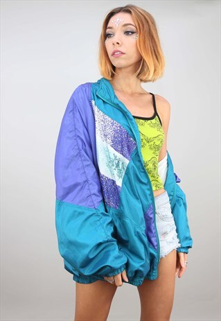 VINTAGE 80S 90S OVERSIZED FESTIVAL SHELL WINDBREAKER JACKET