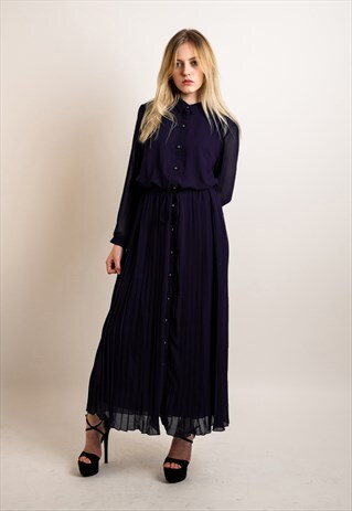 BUTTON DOWN CHIFFON MAXI DRESS AND CARDIGAN (PURPLE)