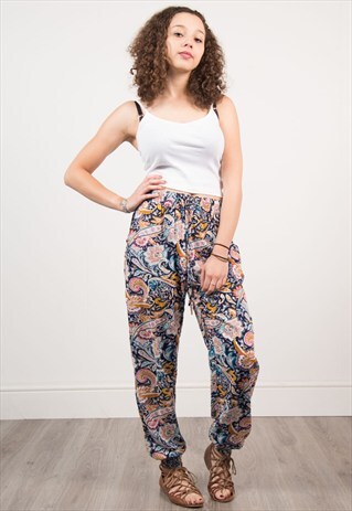 VINTAGE 90'S PAISLEY PATTERN FESTIVAL SUMMER TROUSERS