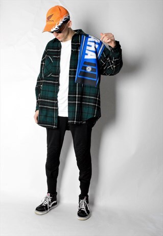 REWORKED VINTAGE 80S GREEN CHECK SHIRT X YAMAHA