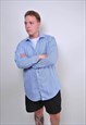 90S LONG SLEEVE BLUE SHIRT FOR WORK, SIZE M
