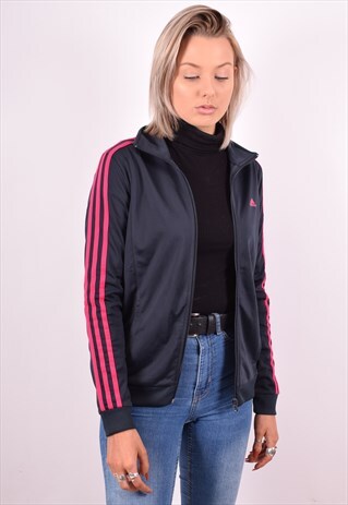 ADIDAS WOMENS VINTAGE TRACKSUIT TOP JACKET MEDIUM GREY 90S