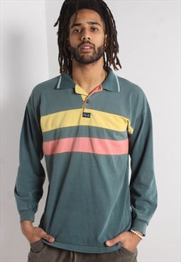 Vintage Fila Collared Distressed Sweatshirt - Green