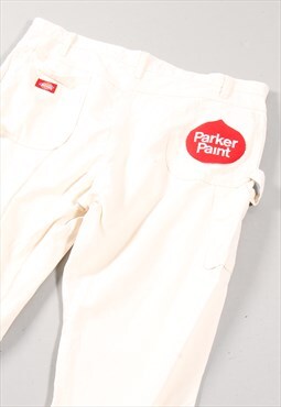 Vintage Dickies Denim Jeans in Cream Carpenter Trousers W40