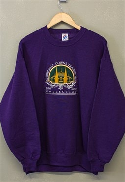Vintage Jerzees Varsity Sweatshirt Purple With Embroidery