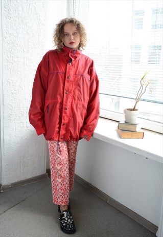 VINTAGE 80'S RED WATER PROOF PARKA