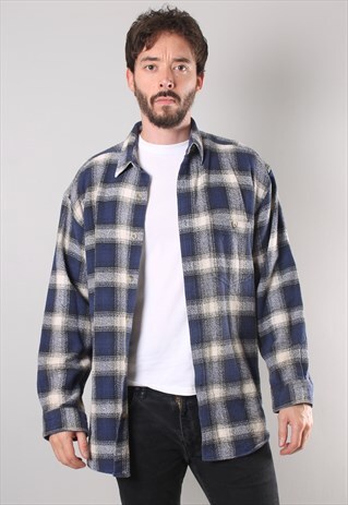 VINTAGE CHECK FLANNEL SHIRT LARGE