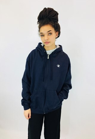VINTAGE CHAMPION ZIP UP EMBROIDERED HOODIE
