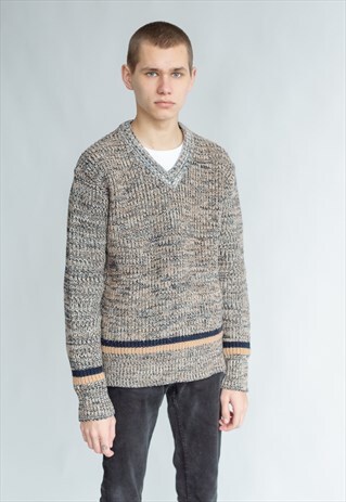 VINTAGE 80S DADS V-NECK FUNKY JUMPER