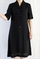 Vintage Basic Black Dress Short Sleeves M B803