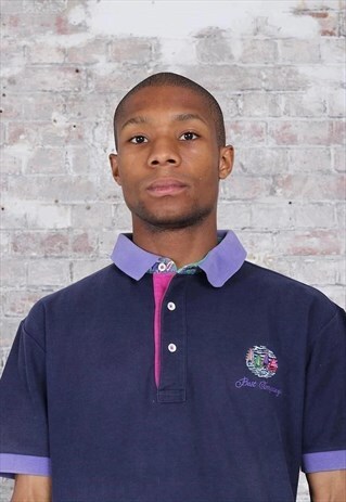 VINTAGE BEST COMPANY LOGO POLO SHIRT BLUE PURPLE