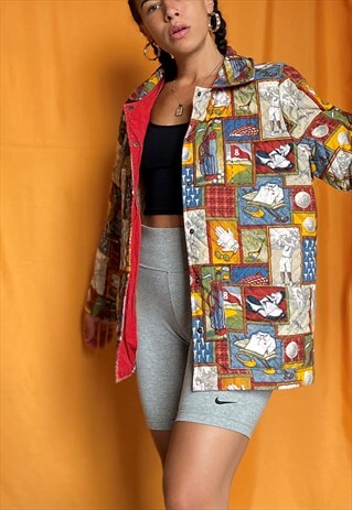 VINTAGE 90S OVERSIZED PATCHWORK GOLF PRINT QUILTED JACKET