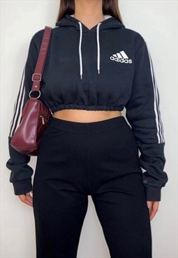 Adidas Black Cropped Hoodie