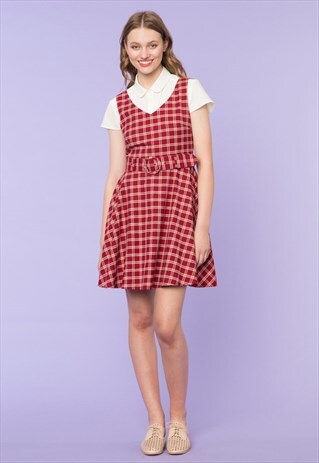 RED CHECKED PINAFORE