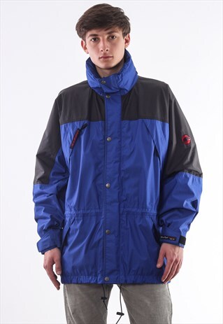 VINTAGE MAMMUT GORE-TEX SHELL COAT 90S BLUE BLACK
