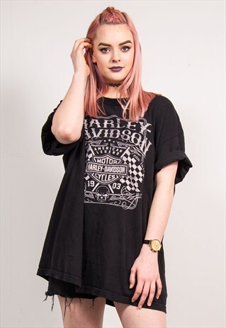 VINTAGE 90'S BLACK HARLEY DAVIDSON TEXAS OVERSIZE T-SHIRT
