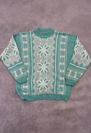 VINTAGE KNITTED JUMPER ABSTRACT PATTERNED KNIT SWEATER