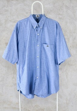 Vintage Lacoste Denim Blue Shirt Short Sleeve Men's XL