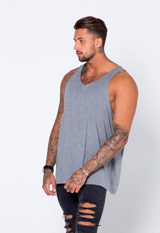ESSENTIAL BLANK TANK TOP VEST - HEATHER GREY