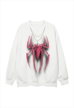 Spider print sweatshirt cyber punk jumper gothic pullover