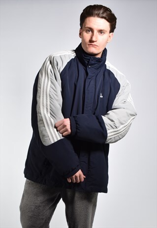 VINTAGE ADIDAS THREE STRIPE PADDED JACKET