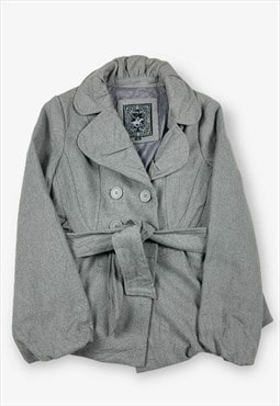 Vintage belted wool jacket grey medium BV16068