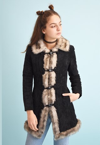 VINTAGE 70'S RETRO FAUX FUR SHEARLING SHERPA COAT