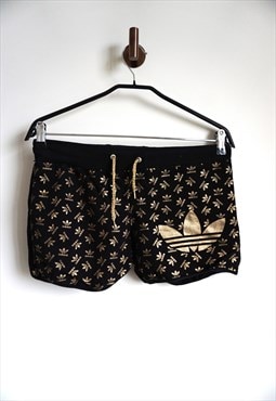 Vintage Black and Gold Adidas mini shorts