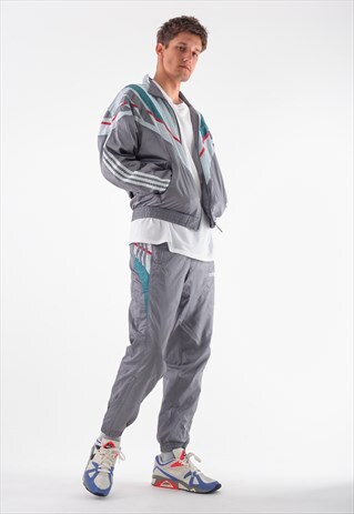 RARE VINTAGE ADIDAS ORIGINAL TRACKSUIT JACKET PANTS 90S GREY
