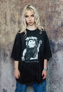 Lego t-shirt retro game print skater tee in washed out black