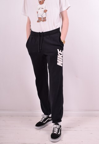 NIKE MENS VINTAGE TRACKSUIT TROUSERS W30 L30 BLACK 90'S