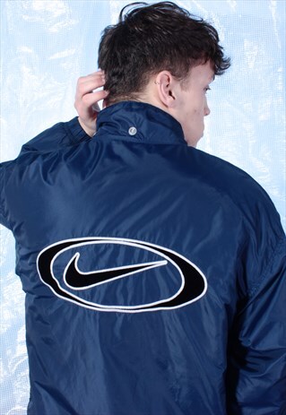 VINTAGE NIKE NAVY EMBROIDERED PADDED JACKET