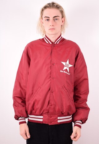 MENS VINTAGE BOMBER JACKET MEDIUM MAROON 90S