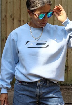 Vintage Y2K Adidas printed sweatshirt in baby blue