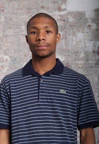 VINTAGE LACOSTE STRIPED POLO SHIRT BLUE