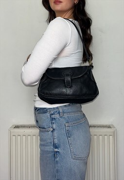 Black Leather 90s Vintage Mini Shoulder Bag