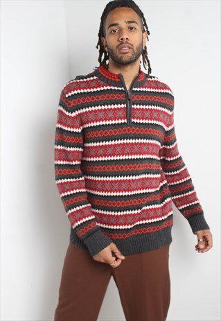 VINTAGE ABSTRACT CRAZY PATTERNED JUMPER MULTI
