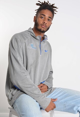 VINTAGE NIKE 1/4 ZIP SWEATSHIRT JUMPER GREY