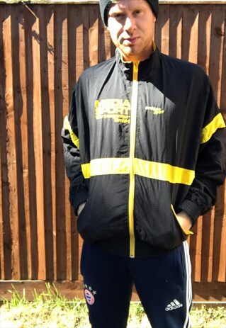 VINTAGE MEN'S SHELL BOMBER JACKET BLACK M BIKER COAT 80S